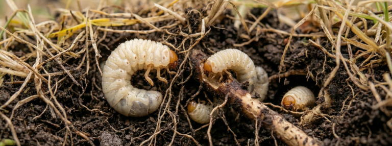 Engerlingen tussen de graswortels