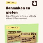 Stap 2: aaltjes aanmaken in 1 liter water en uitgieten, 10 liter per 10 m²