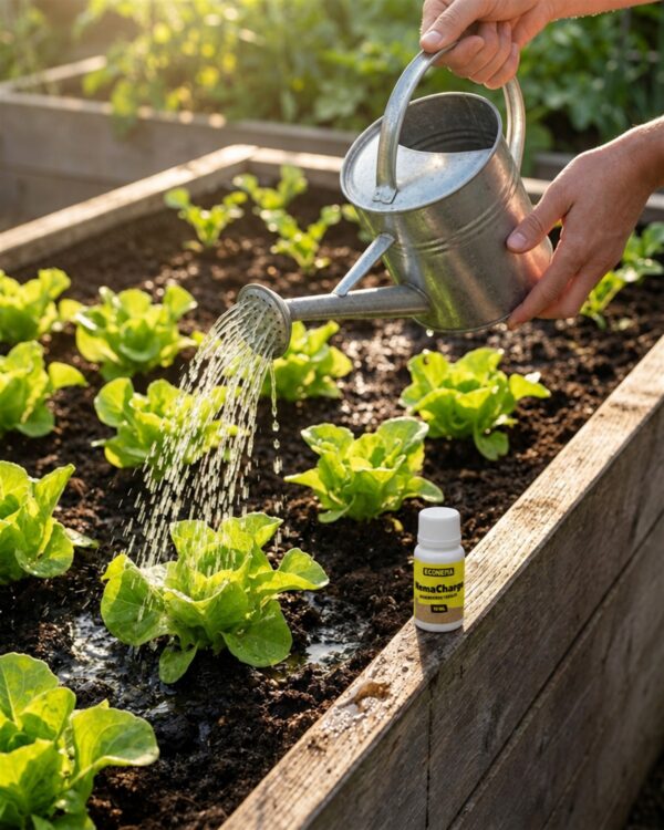 Moestuinbak water geven met NemaCharge