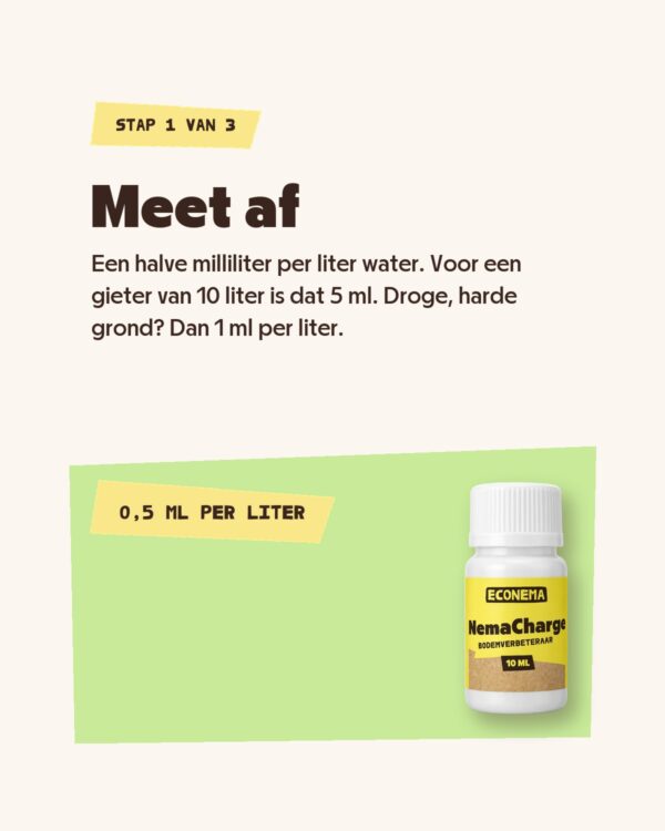 NemaCharge stap 1: meet 0,5 ml per liter water af